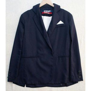 Jacquemus Le Nez Rouge Spring 2016 Runway Navy Double Breasted Blazer Cape Coat